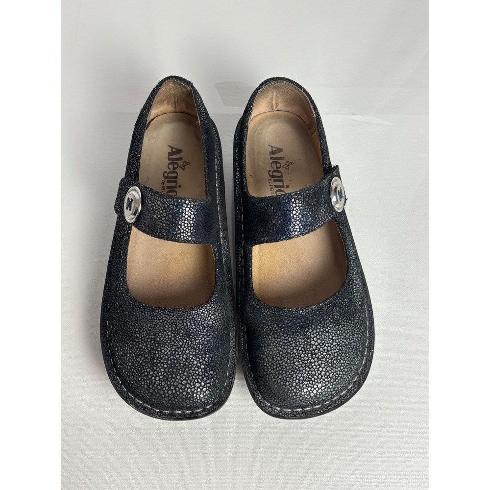 Alegria Paloma Mary Jane Shoes Black Blue Stingray Leather EU 38 US 8-8.5 - Picture 12 of 12